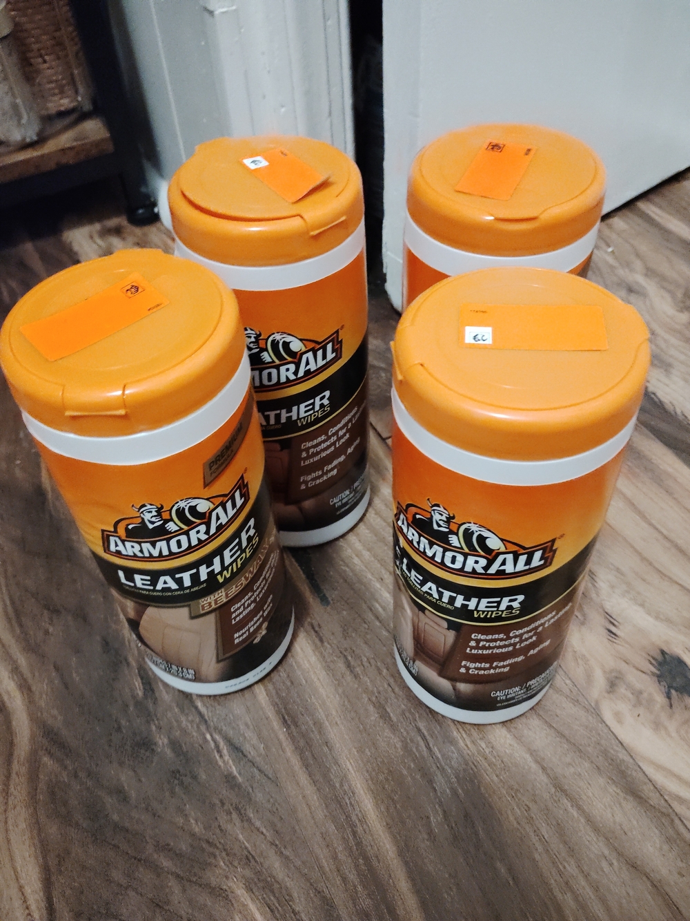 Armor All Leather Wipes - Orange Canisters- 5- Fifth One Was Forgotten In Photos